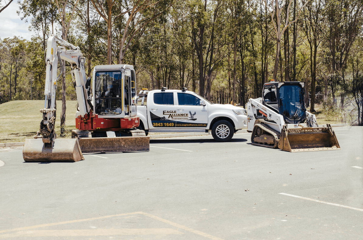 A couple of modern looking backhoe